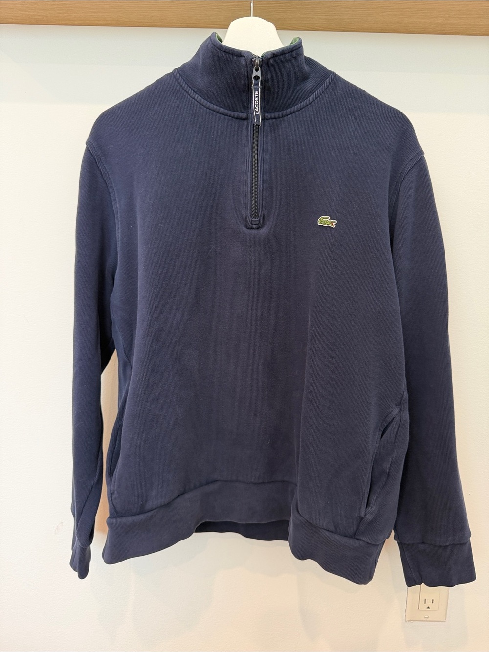 Lacoste Men's Dark Navy Half-Zip Pullover with Embroidered Croc